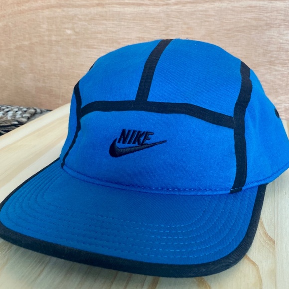 Nike AW84 Tech 5 Panel Hat Blue Black 611751 Rare - Picture 2 of 5